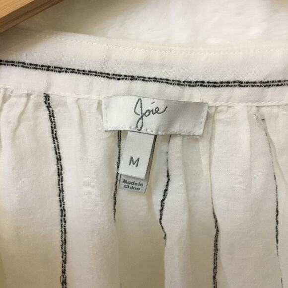 Joie White and Black Striped Peasant Tassel Top - Picture 3 of 15